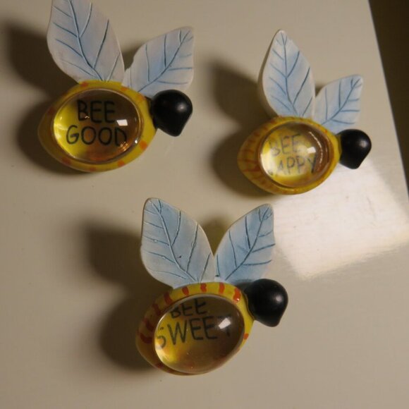 Unique Bee (3) Magnets (bubble acrylic) BEE GOOD, BEE HAPPY, BEE SWEET - Picture 2 of 11
